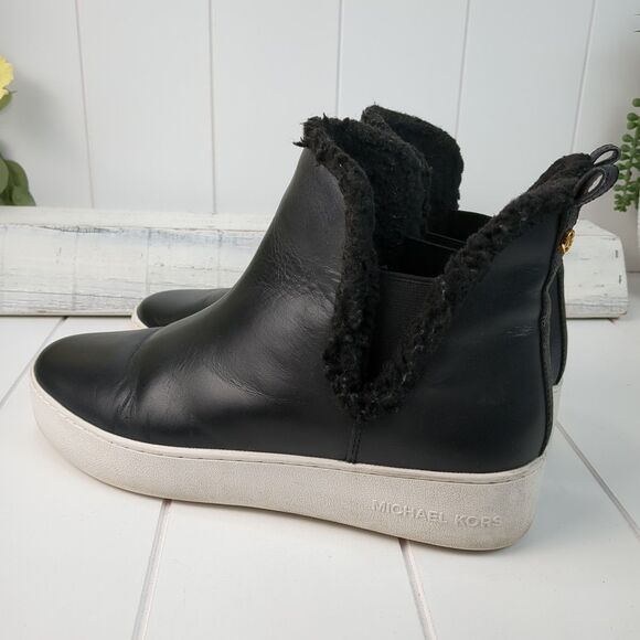 Michael Kors Ashlyn Black Leather Slip-On High Top Sneakers Women's 9.5M - Picture 4 of 9